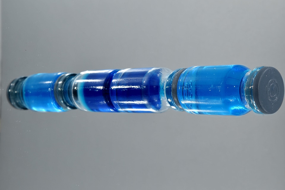 Blue bottles chemicals