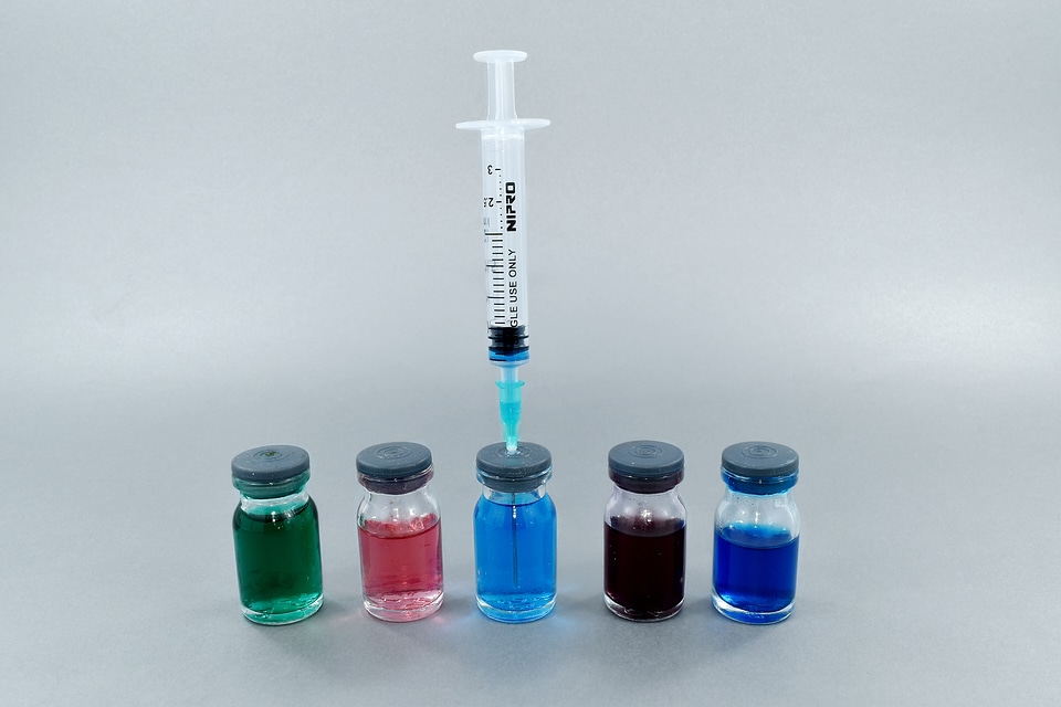 Bottles chemicals colorful