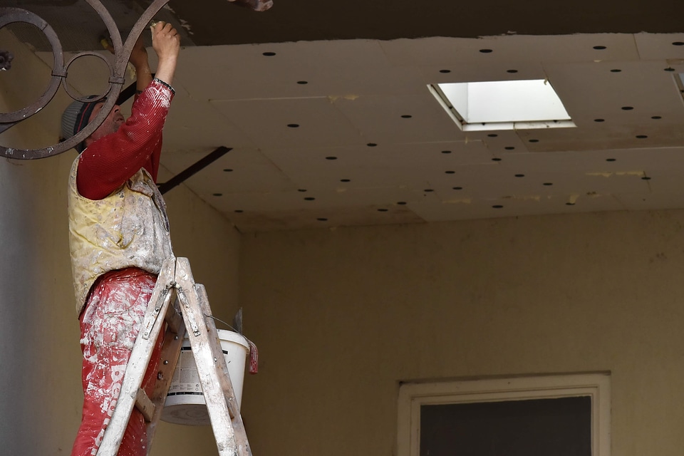 Construction Worker ladder painter