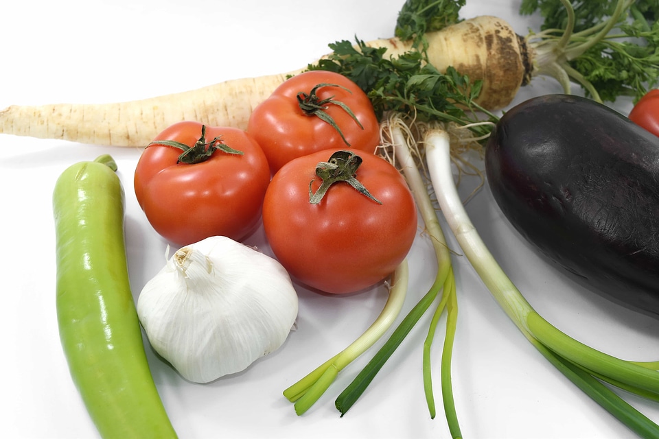 Chives eggplant garlic