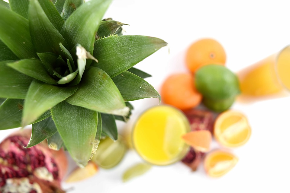 Citrus green leaves pineapple