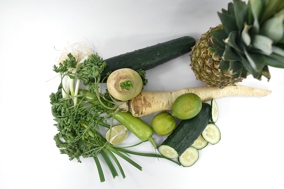 Cucumber green leaves green salad