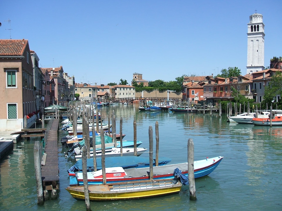 Boats canal cityscape