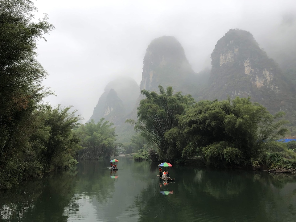 Asia people rafting