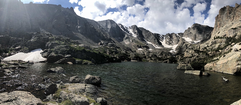 Glacier mountain peak river photo