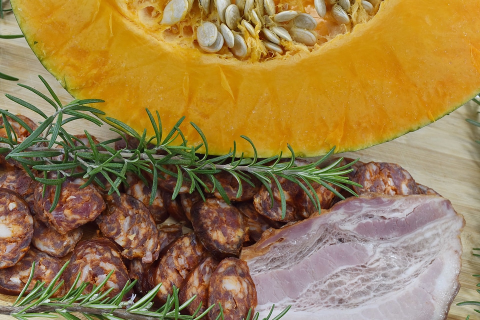 Lamb meat pumpkin