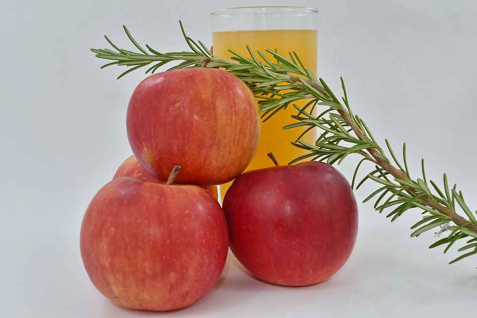 Apples branches fruit juice
