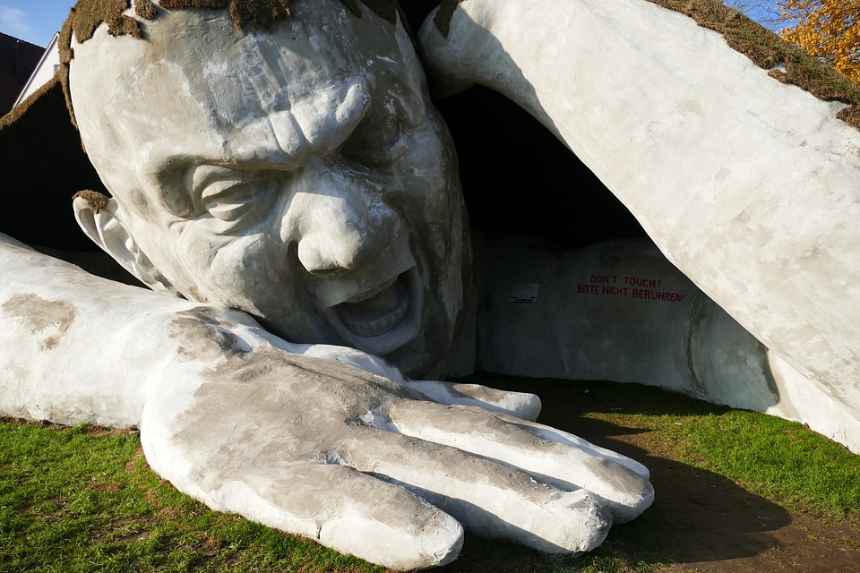 Stone figure drilled down