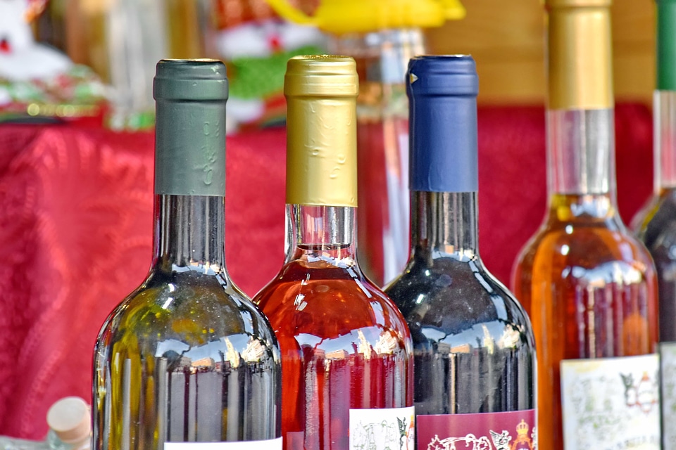 Bottles merchandise red wine