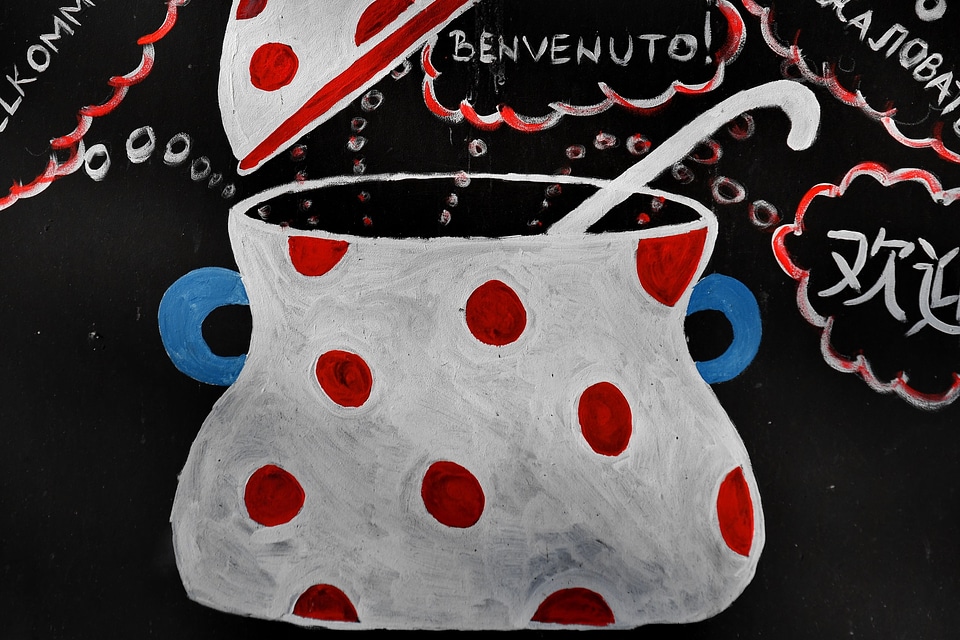 Colorful cookware graffiti