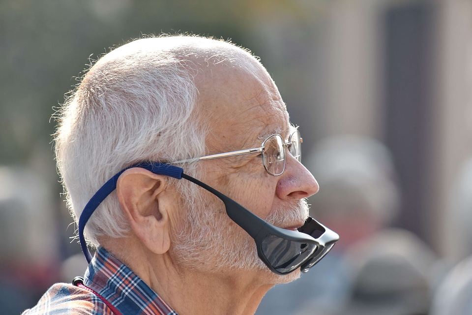 Beard elderly eyeglasses