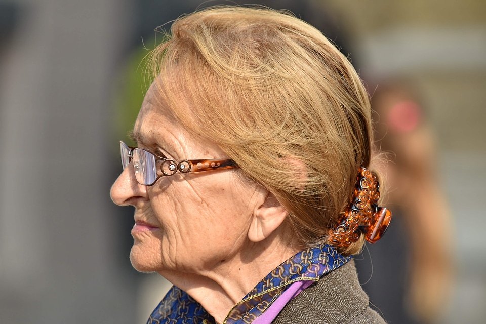 Blonde Hair elderly eyeglasses