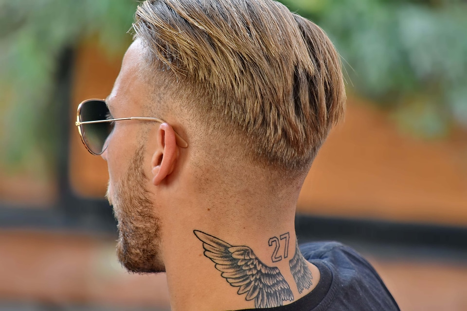 Blonde Hair man neck