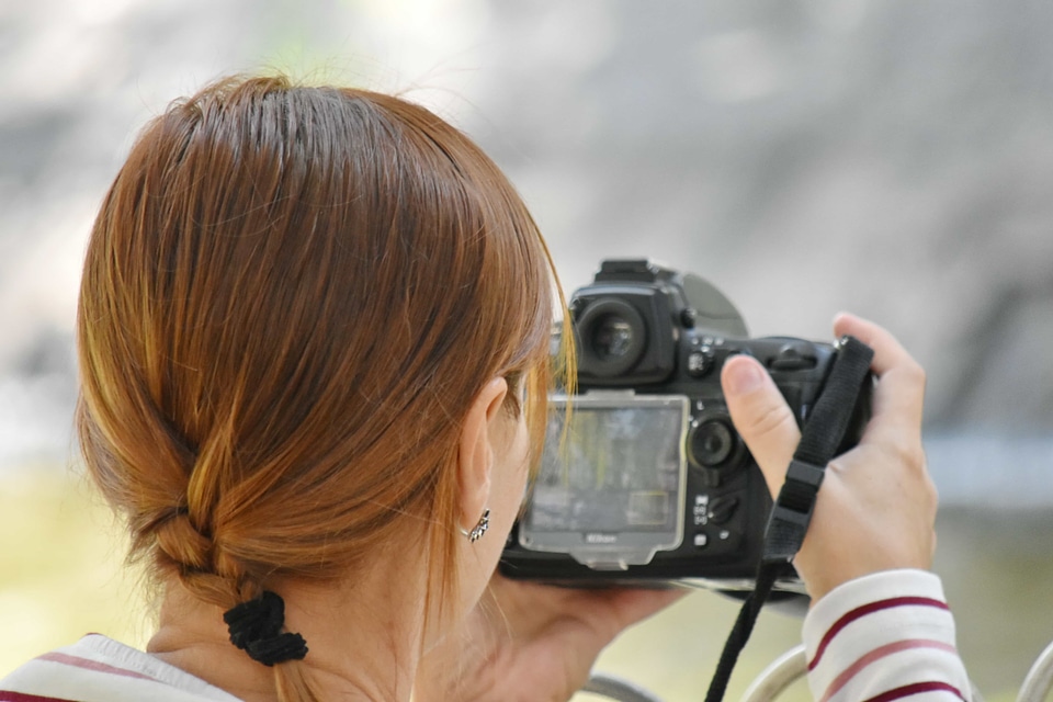 Brunette camera photographer