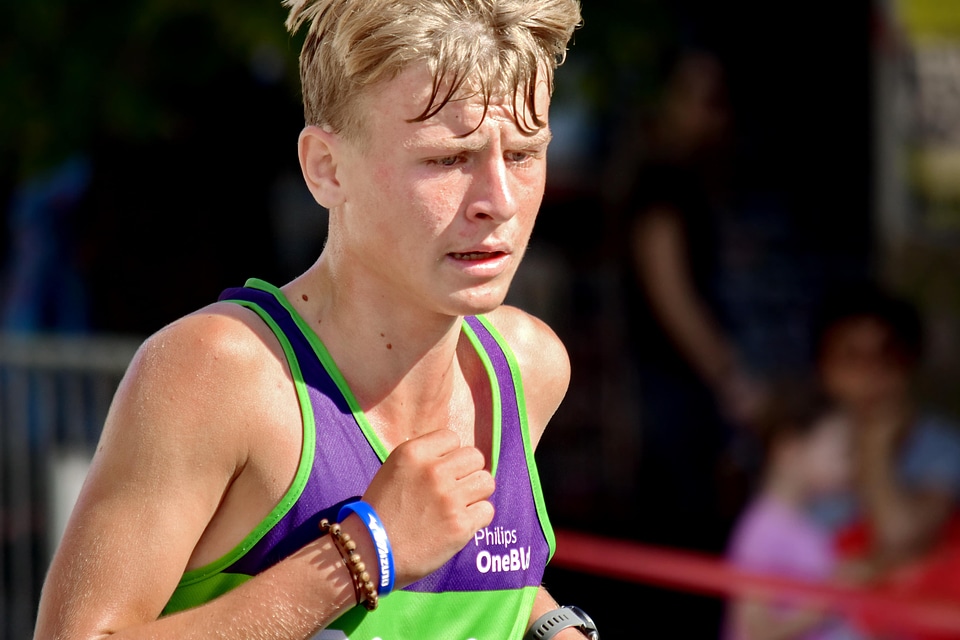 Athletic blonde hair endurance