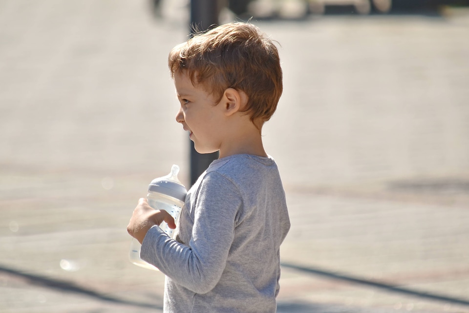 Baby child drinking water