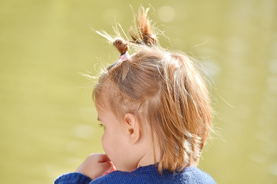Baby blonde hair cheerful