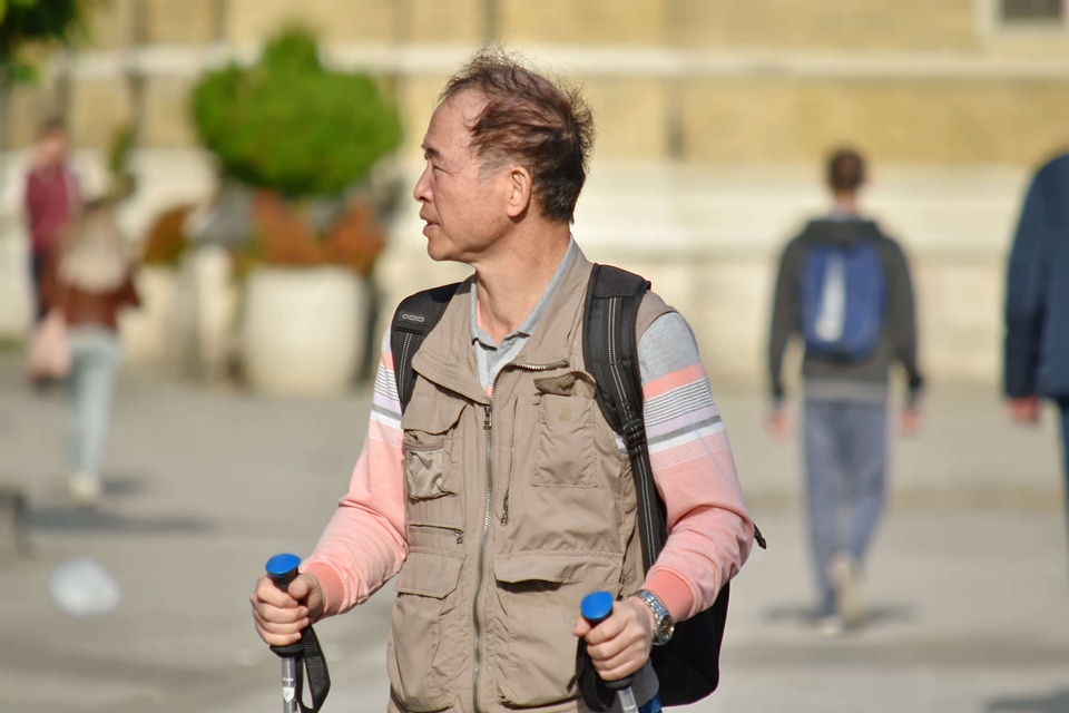 Asian grandfather hiker