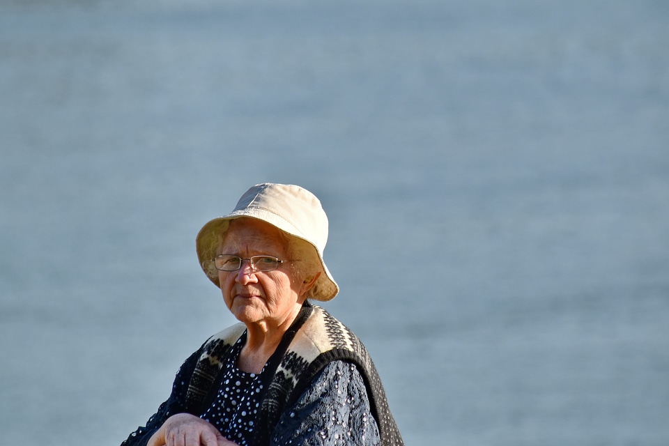Elderly eyeglasses face