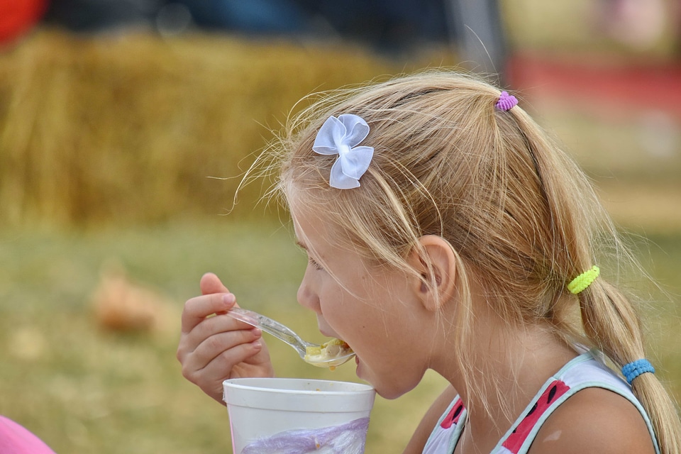 Beautiful blonde hair eating