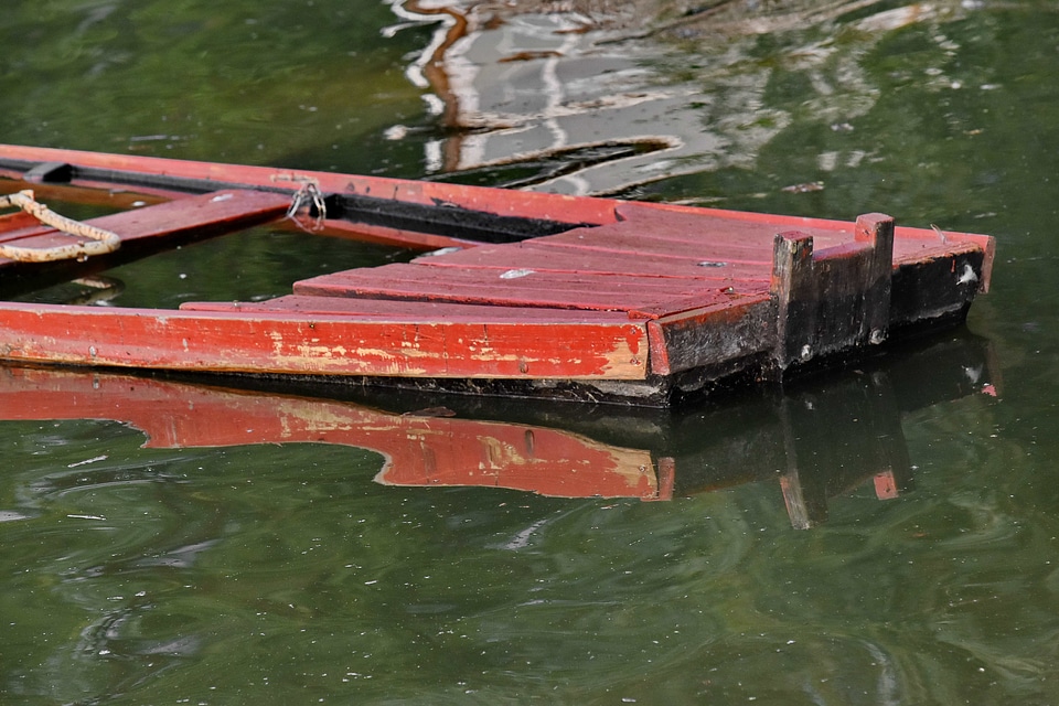 Boat underwater wooden