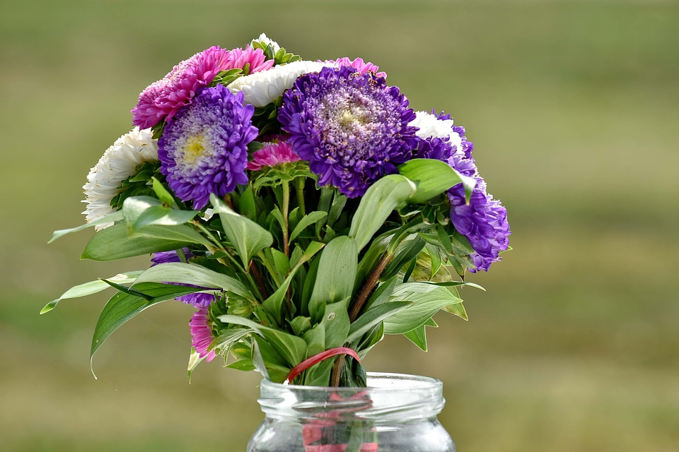 Jar vase arrangement photo