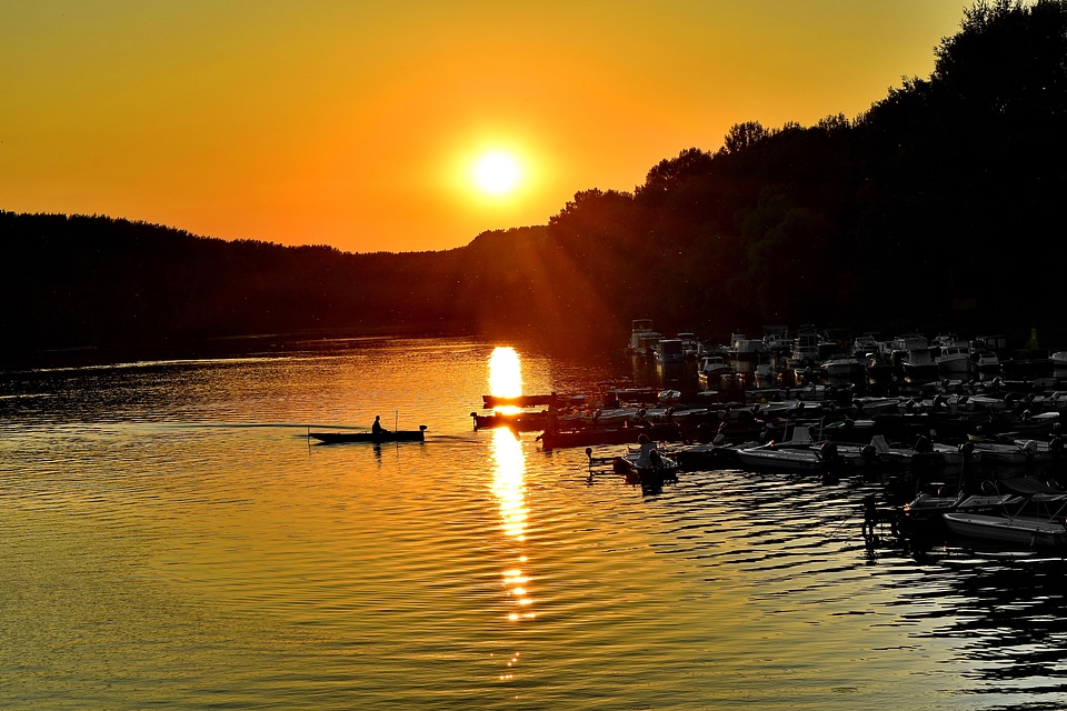 Boats fisherman orange yellow