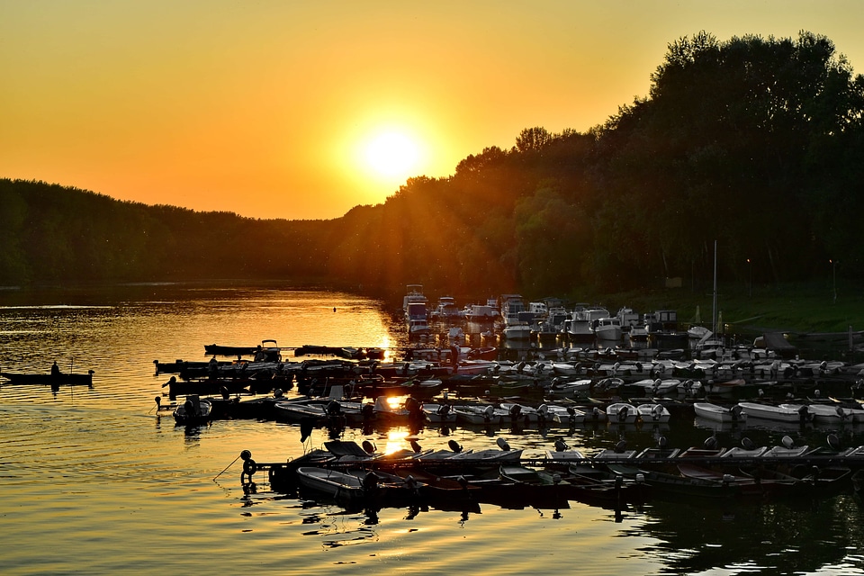 Boats river sunrise