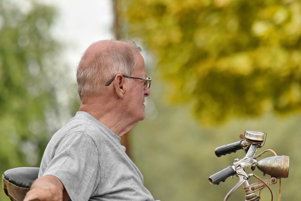 Bicycle eyeglasses old man