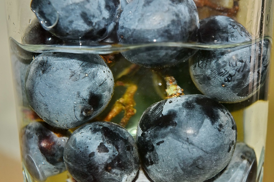 Fresh glass grapes