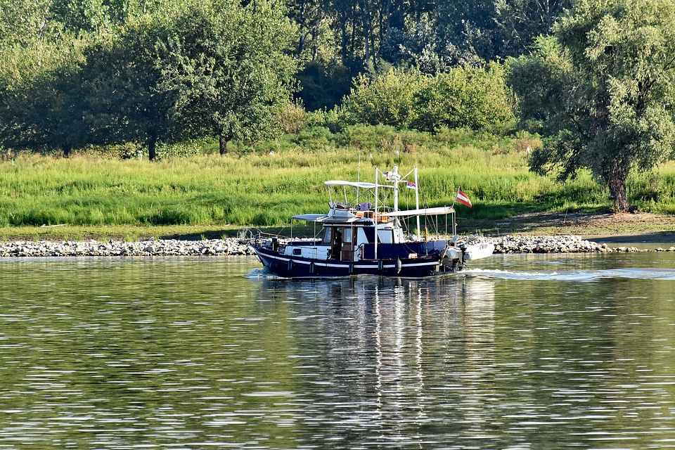 Danube fishing boat riverbank