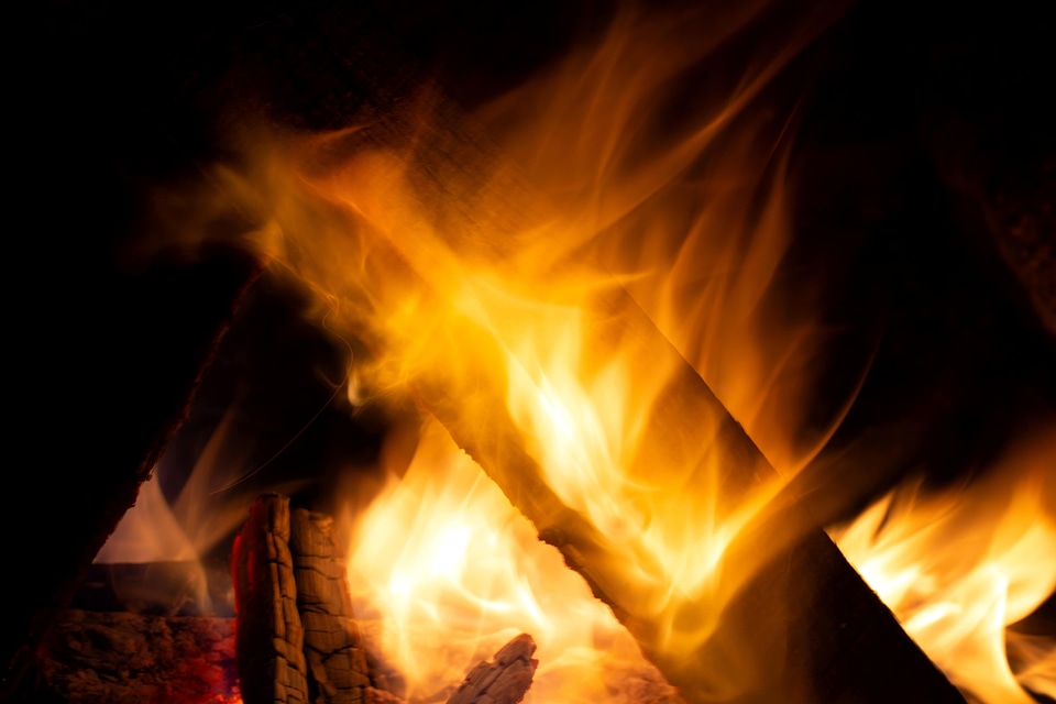 Burning campfire fireplace photo
