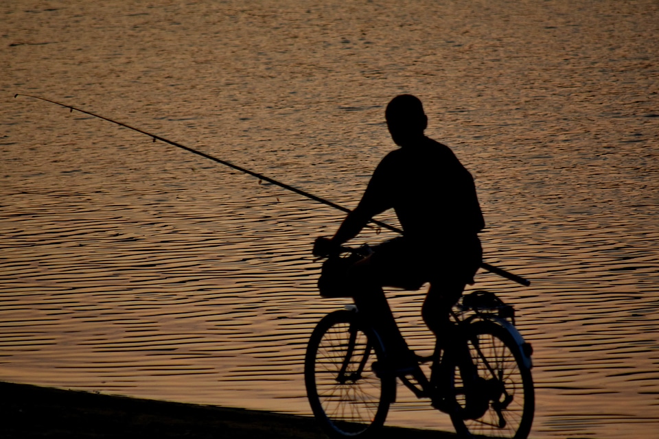 Beach bicycle dusk
