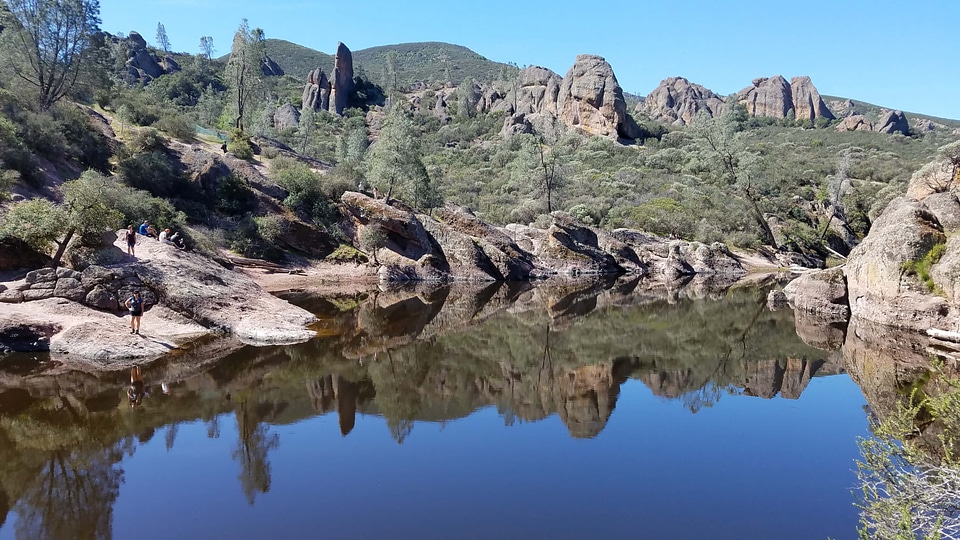 Desert lake reflection photo