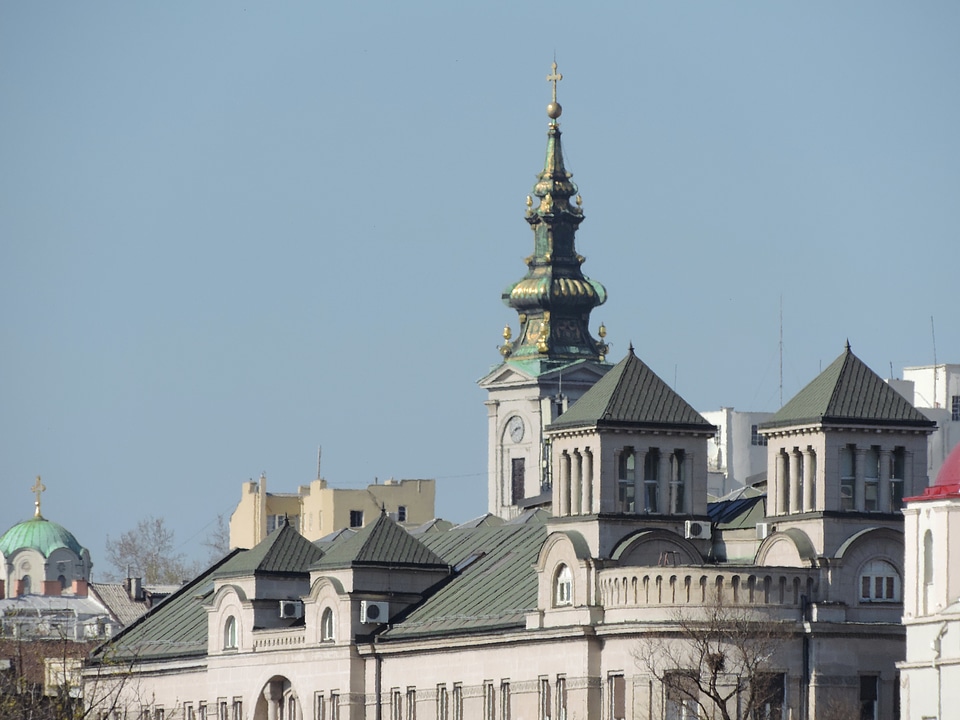 Capital City church tower cityscape