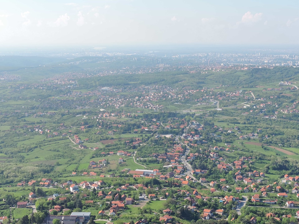Aerial hillside mountain peak