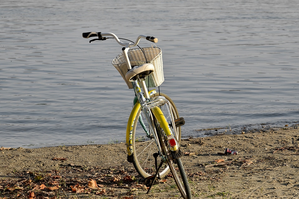 Riverbank bicycle beach