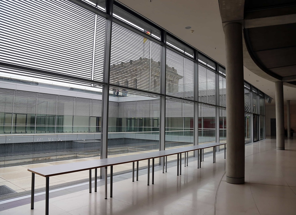 Empty hallway architecture photo