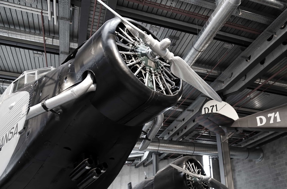 Aircraft aircraft engine black and white