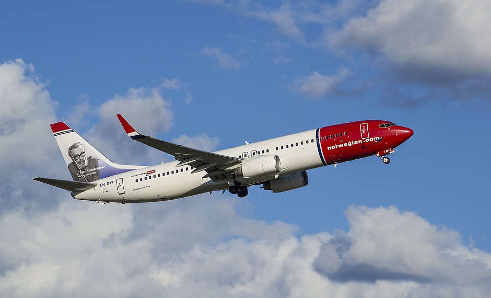 Blue sky norwegian flight