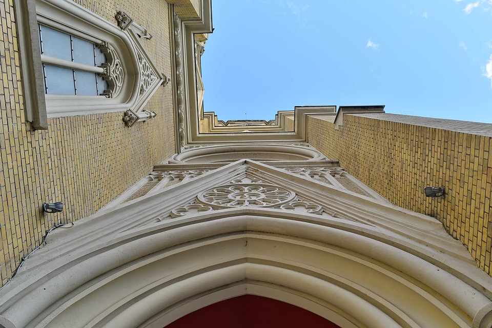 Angle arches church tower