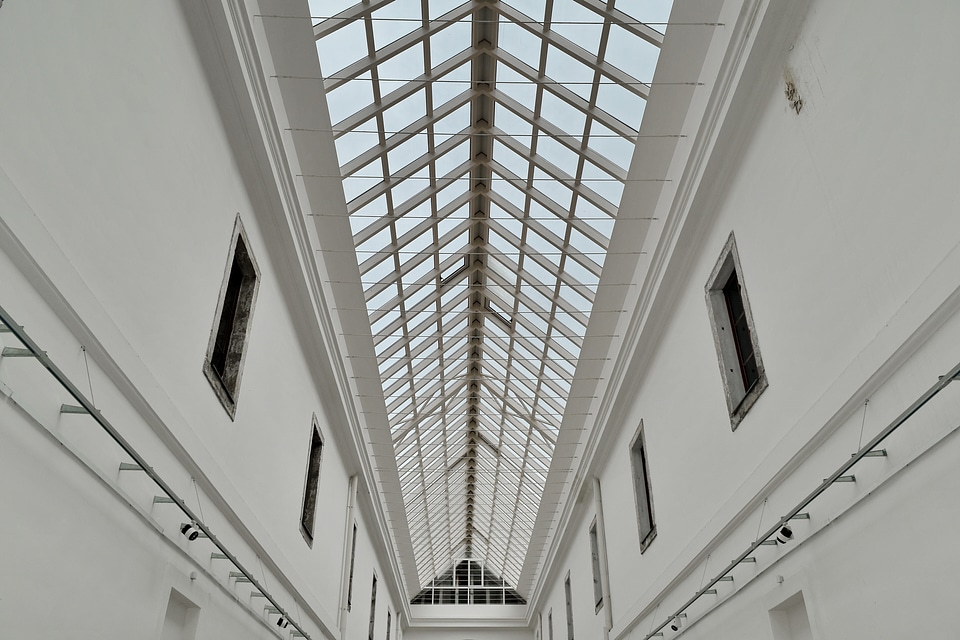 Atrium glass hallway photo