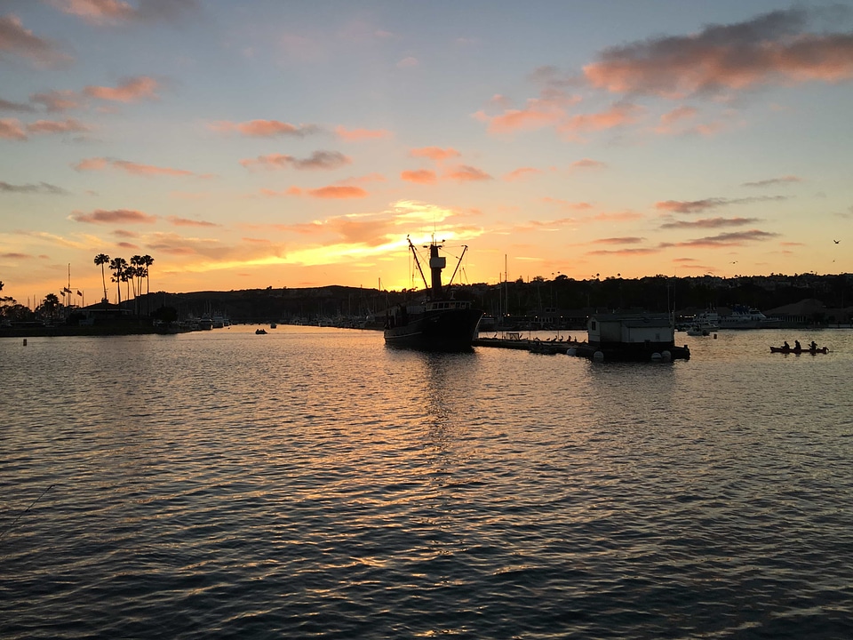 Ship shipyard sunset