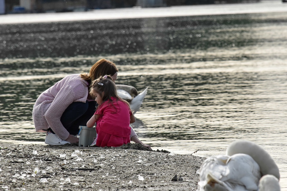 Beach childhood motherhood