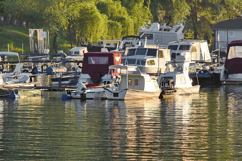 Sunset boathouse shed