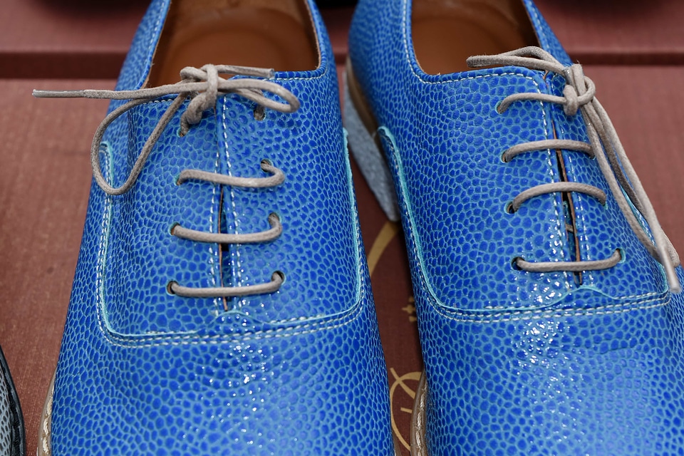 Blue leather shoes
