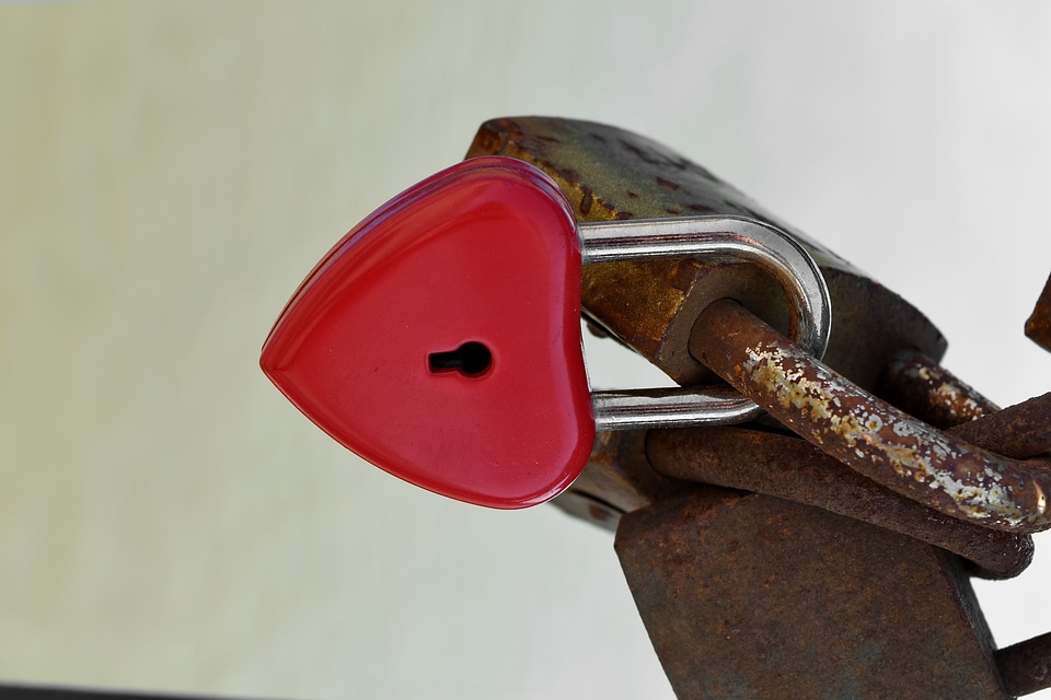 Heart love padlock