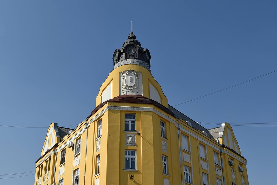 Corner tower clock photo