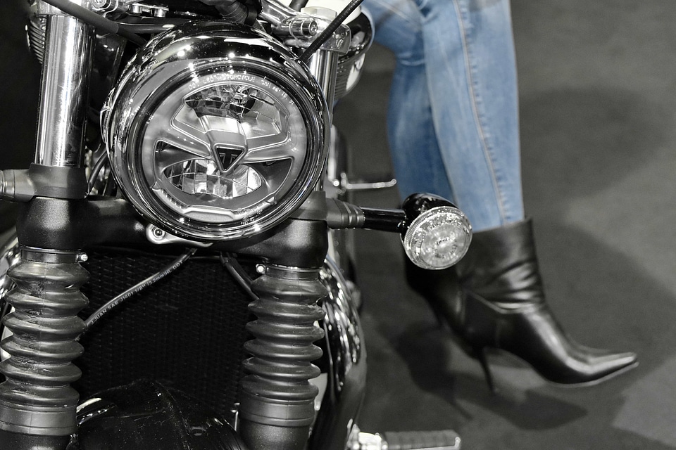 Chrome headlight motorcycle