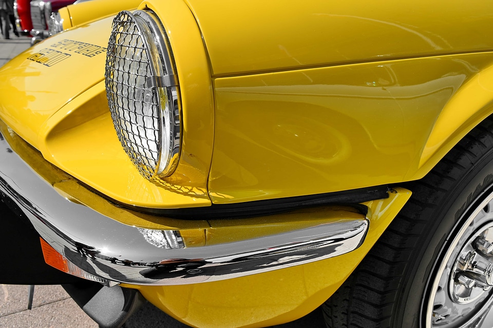 Metallic yellow car